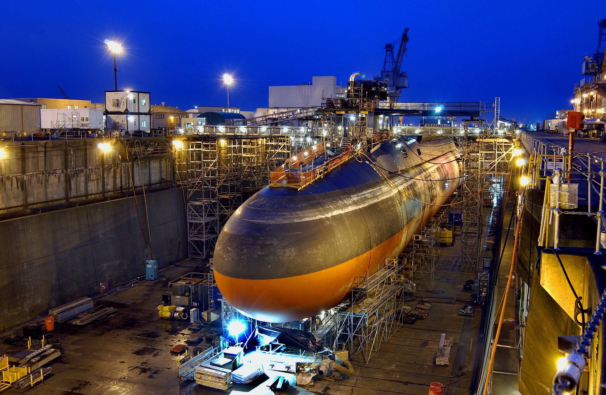 a submarine in drydock